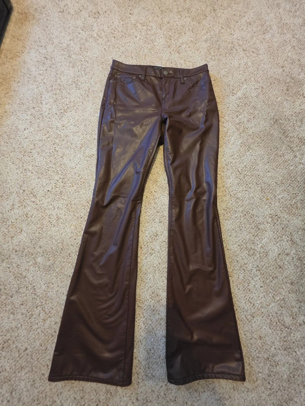 Banana Republic Dark Brown Faux Leather Flare Pants